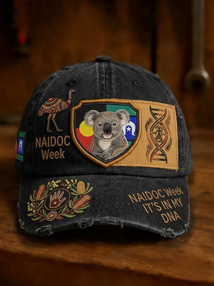 Vintage AU Aboriginal Culture Printed Casual Washed Hat