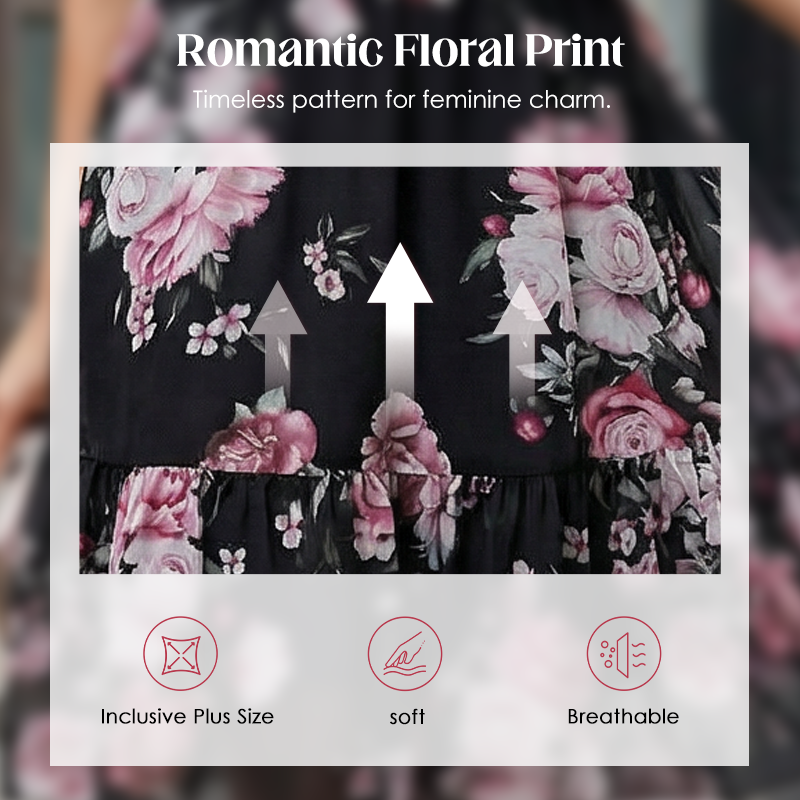 Women's Floral Cold-Shoulder Ruffle Dress