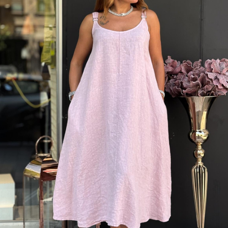 🌿 Women’s Cotton Linen Cami Dress with Pockets – Breathable, Comfortable & Effortlessly Chic 👗✨