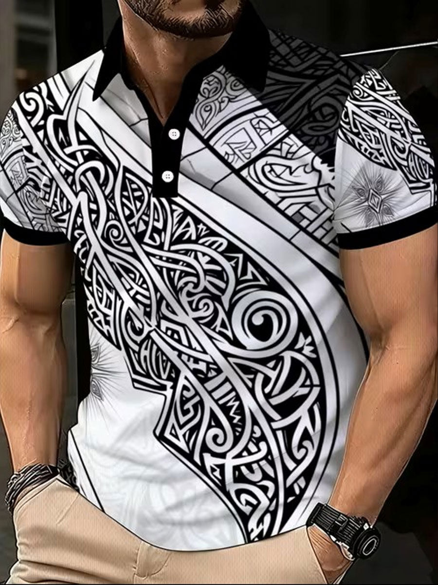 Men's NZ Maori Art Printed Casual Tops