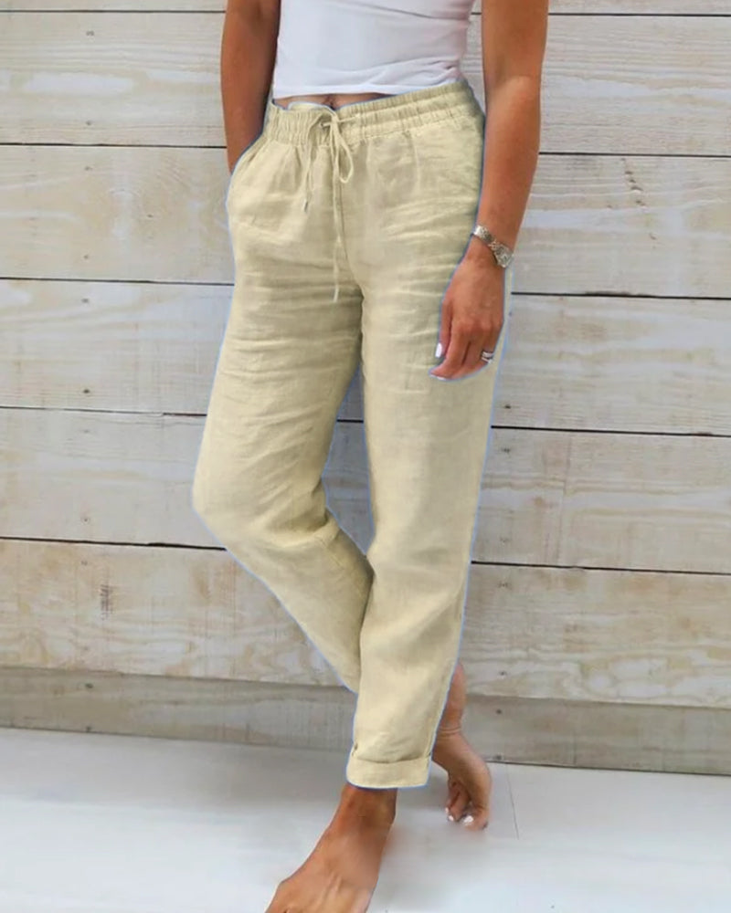 👖 50% OFF NOW! 🌿 Women's Elastic Waist Cotton Linen Wide Leg Pants – Breathable, Lightweight & Relaxed Fit ☀️