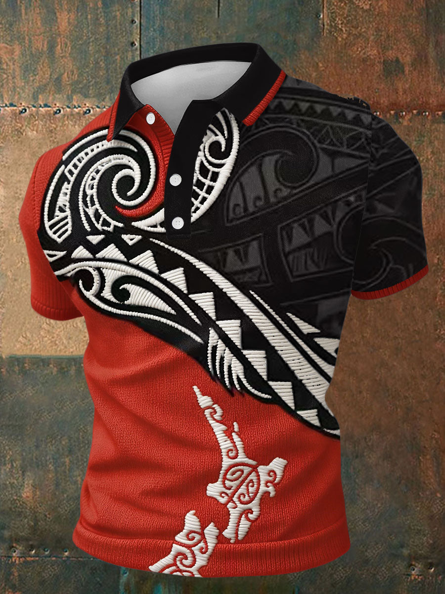 Men's NZ Maori Art Printed Casual Tops