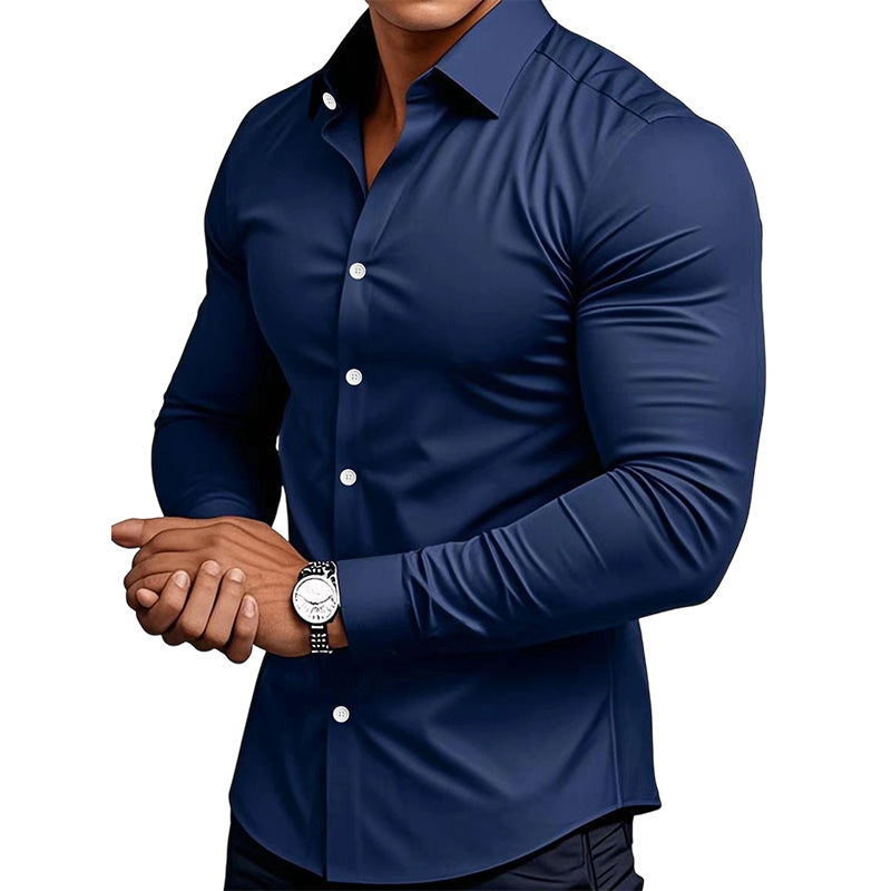 📢📢50% OFF !!!⏰Men's Solid Color Lapel Long Sleeve Button-Down Shirts