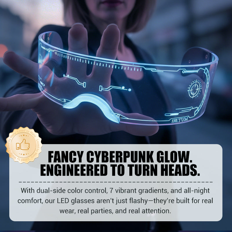 🎅Hot Sale 50% OFF🎁Fancy LED Light-Up Cyberpunk Glasses for Adults