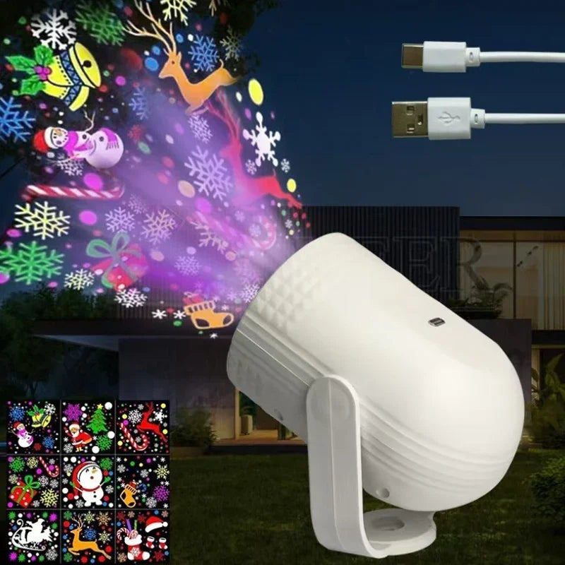 ⏳Limited-time 50% off⏰Magical Christmas USB LED Projection Light – 12+ Festive Patterns, Plug & Play for Home/Party Decor🎅🎄