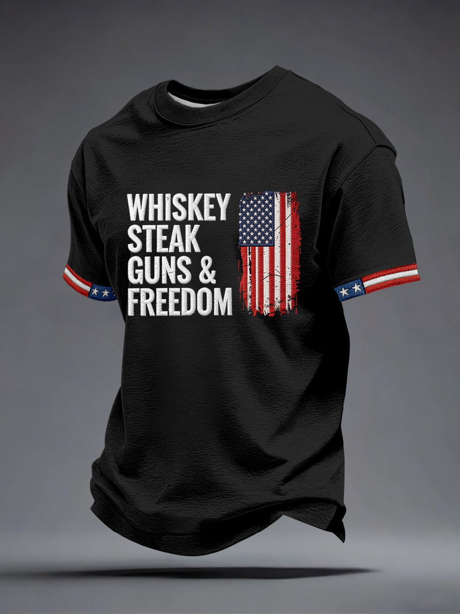 Men's Whiskey Steak Guns Freedom T-Shirt