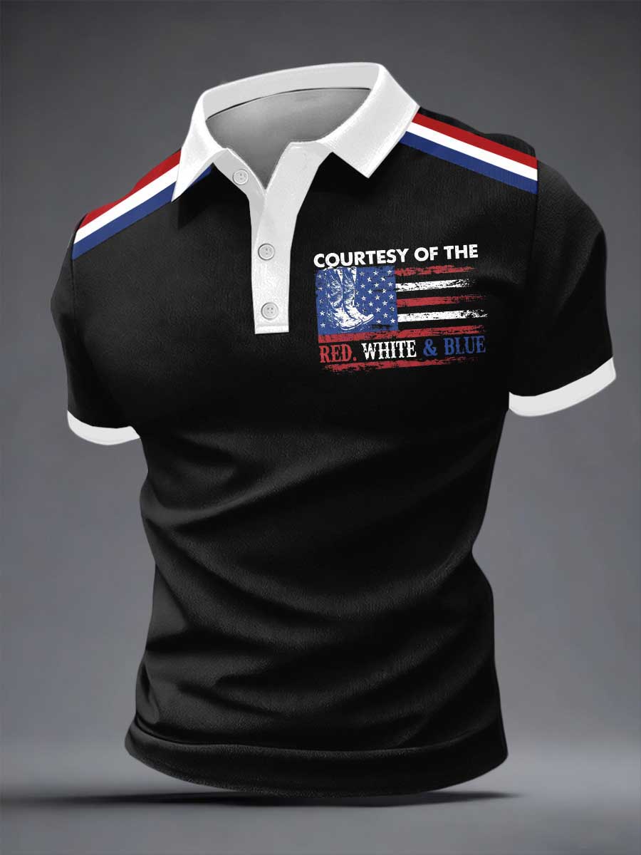 Men's Courtesy of Red White And Blue Short Sleeves Shirt
