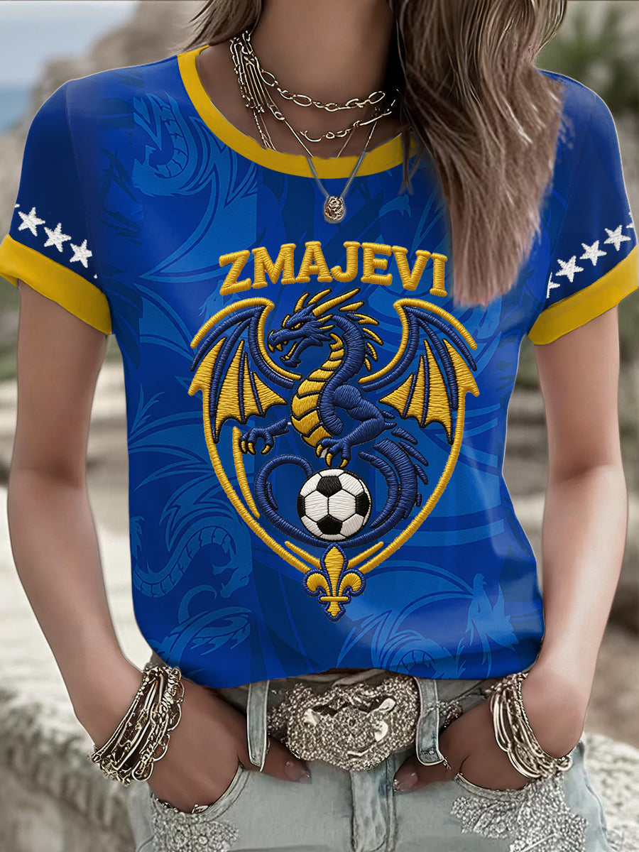 Women's Bosnia ZMAJEVI Football Lover Printed T-shirt