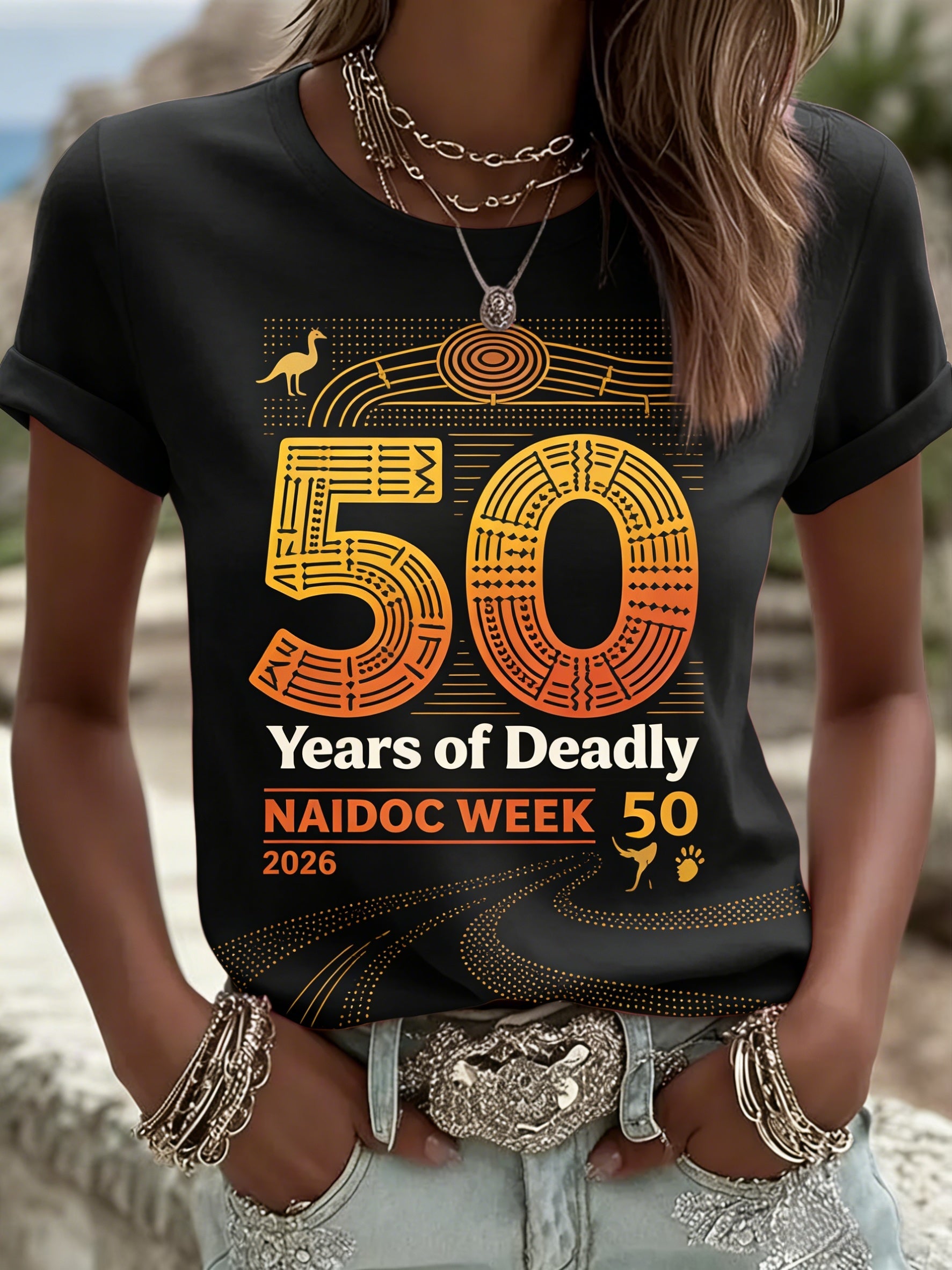 Women's AU Aboriginal Art NAIDOC Week Printed T-Shirt