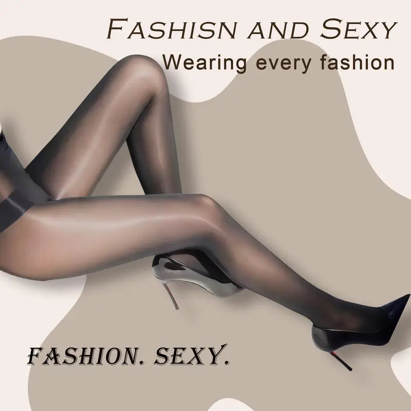 🏆 BUY 1 GET 1 FREE! 🔥 Transparent High-Waisted Shiny Sheer Tights for Women - Sheer & Comfortable 👑✨