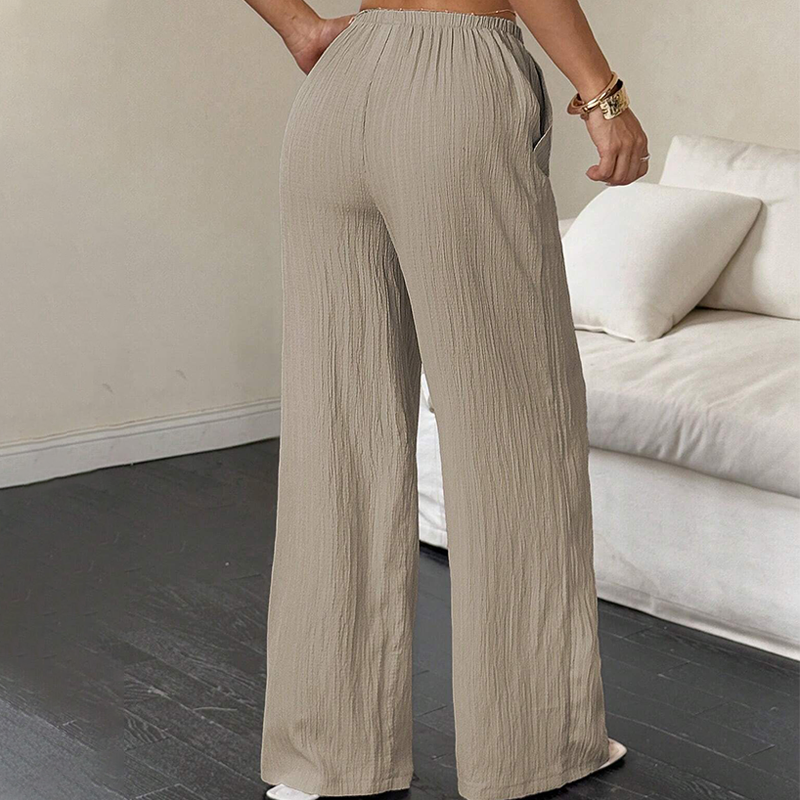 Versatile Solid Color Wide Leg Pants