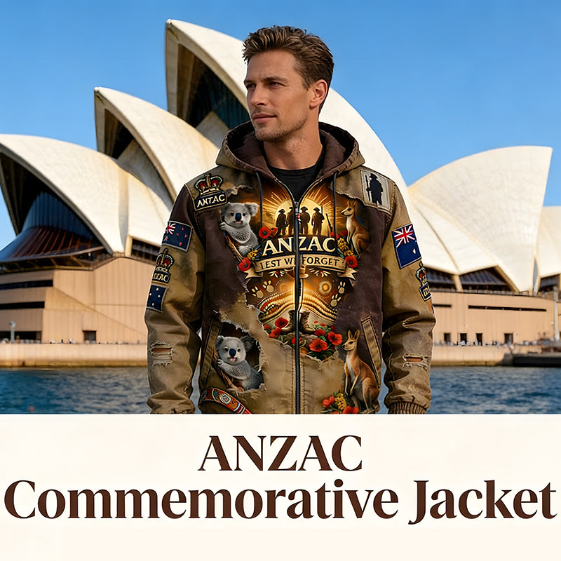 Retro Australian Art Print Casual Hoodie Jacket