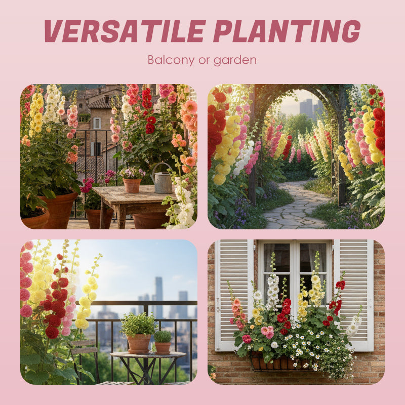 ✨ Sow hollyhock seeds🌱 and harvest a wall full of colorful flowers!🌺