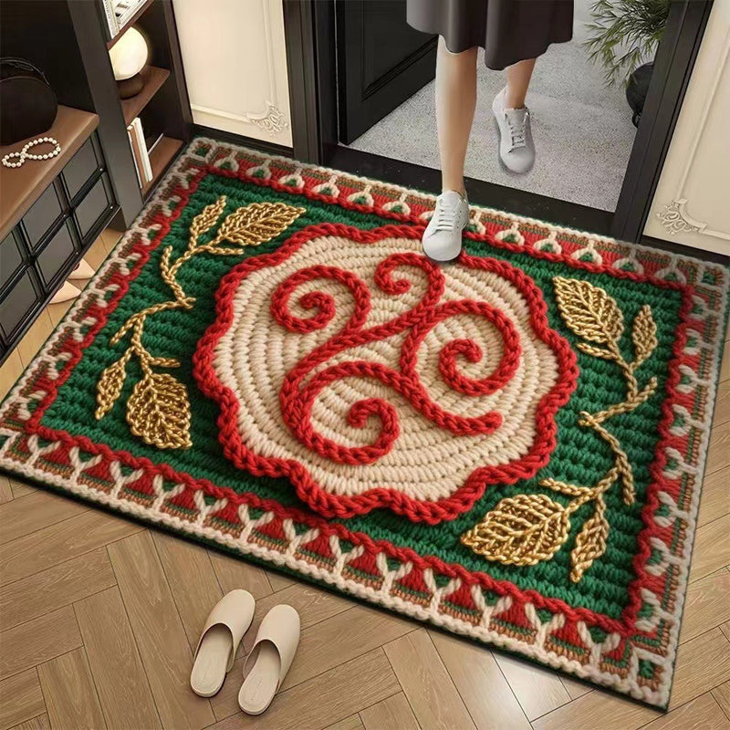 3D Floral Yarn Anti-Slip Absorbent Floor Mat – Stylish, Soft & Safe