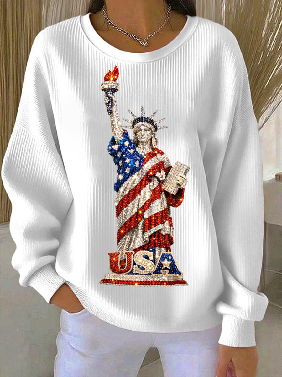 Women's USA Inspired Rhinestone Pattern Sweatshirt