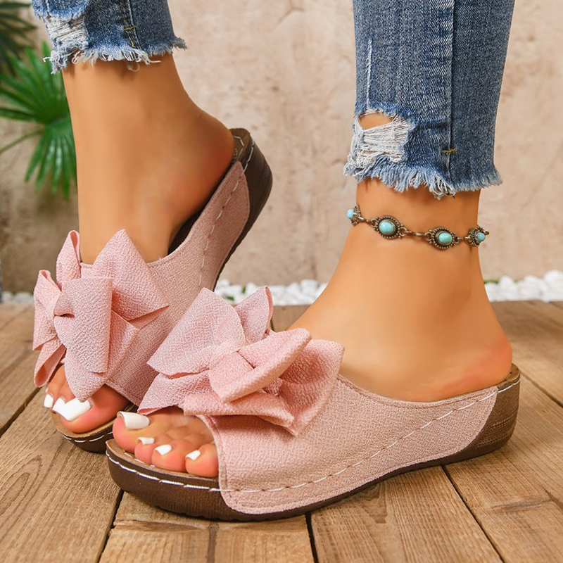 Women's Bowknot Peep-Toe Wedge Sandals
