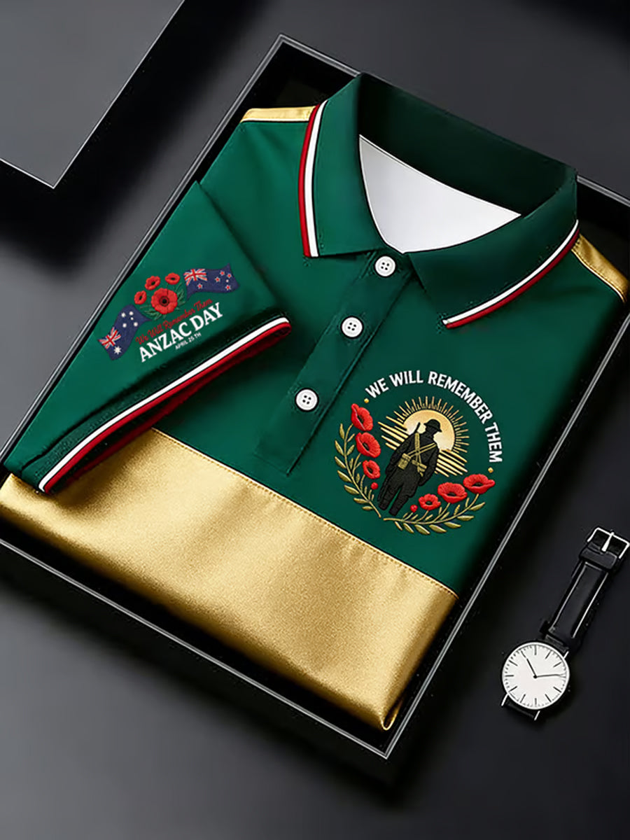 Men's Australian ANZAC Day Print Casual Short Sleeve Top