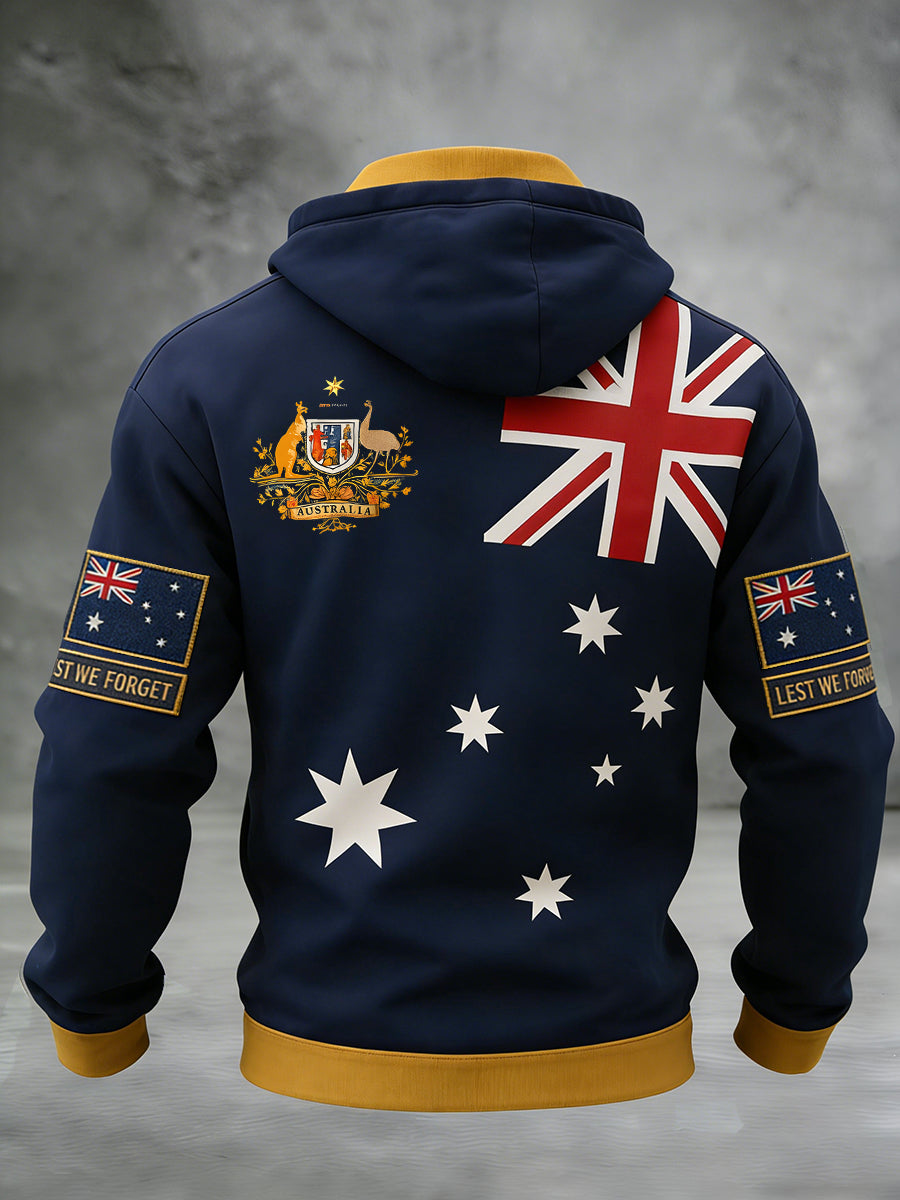 Retro Australian Art Print Casual Hoodie Jacket