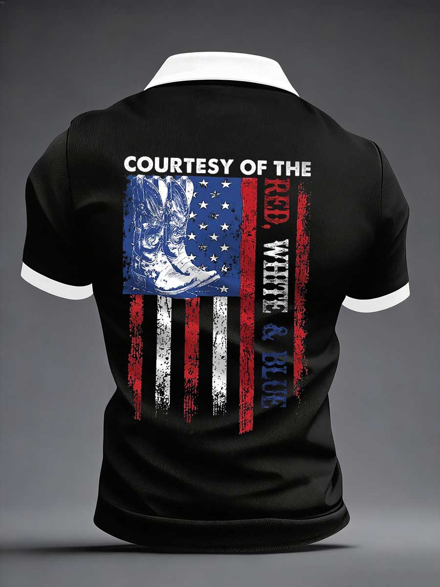 Men's Courtesy of Red White And Blue Short Sleeves Shirt