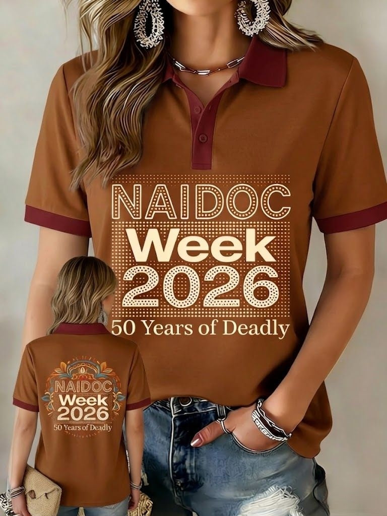 Women's AU Aboriginal Art NAIDOC Week Printed Short-Sleeve Polo Shirts