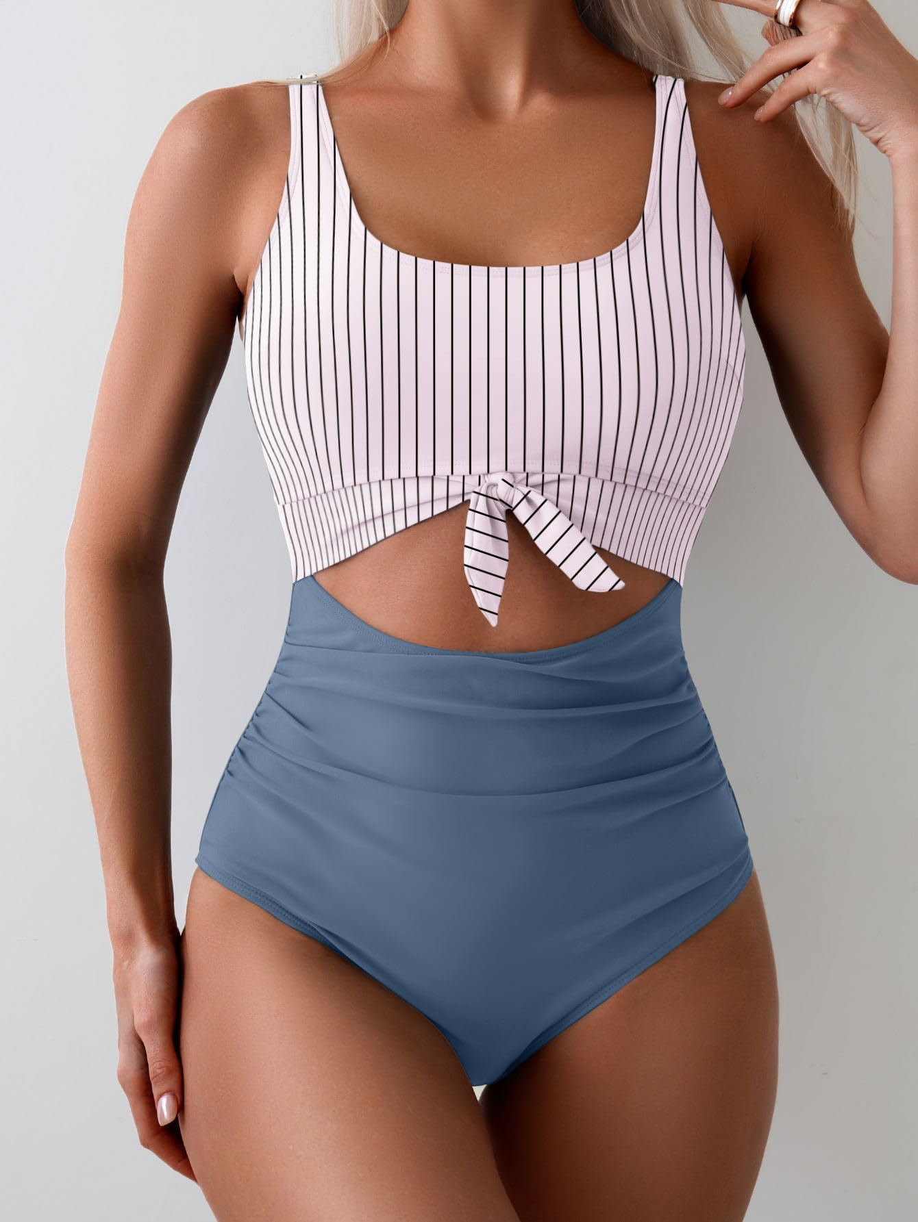 🥳2026 HOT SALE🥳💞50K+ SOLD!👵🌊 50% OFF! Ruched Tie-Knot Swimsuit – Tummy control, stylish knot front. Comfortable & flattering for holidays. Feel confident at the beach. 🩱🌸
