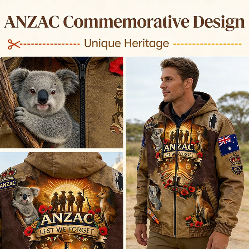 Retro Australian Art Print Casual Hoodie Jacket
