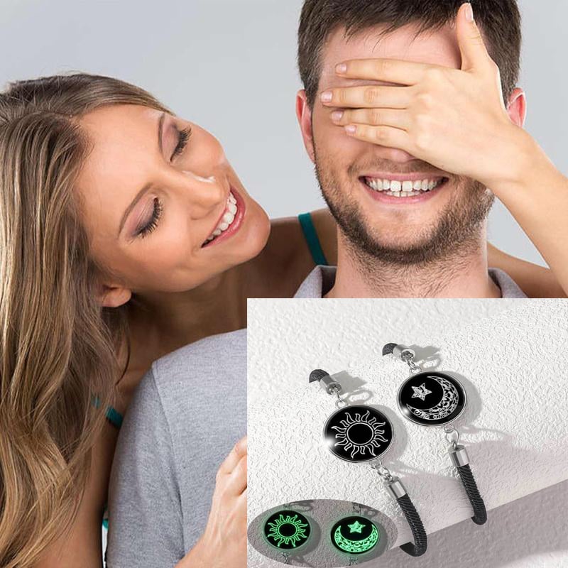 🎁💖2-Pack Sun & Moon Bracelets – Luminous Couples Jewelry for Long-Distance Love