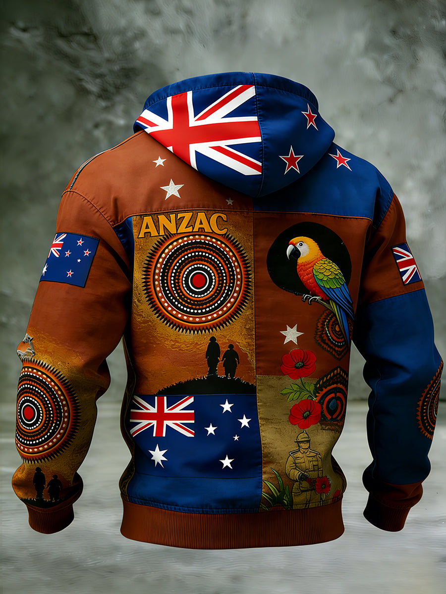 Retro Australian Art Print Casual Hoodie Jacket