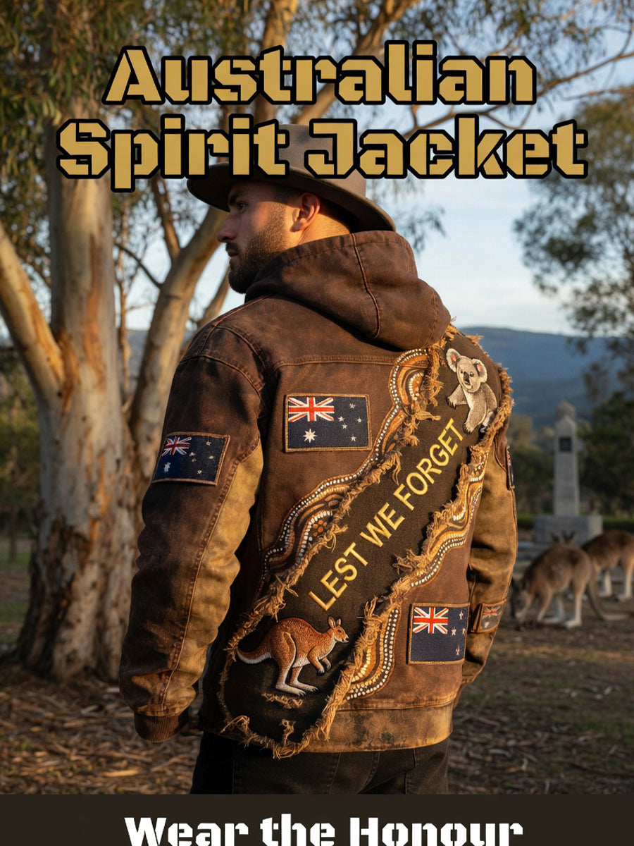 Retro Australian Art Print Casual Hoodie Jacket