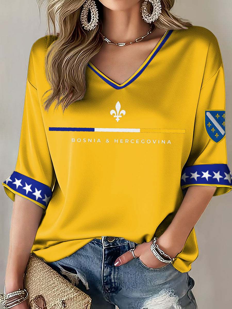 Women's Bosnia ZMAJEVI Football Lover Printed T-shirt