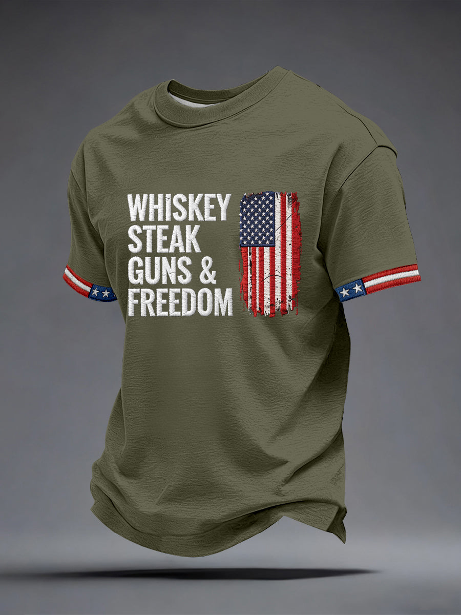 Men's Whiskey Steak Guns Freedom T-Shirt