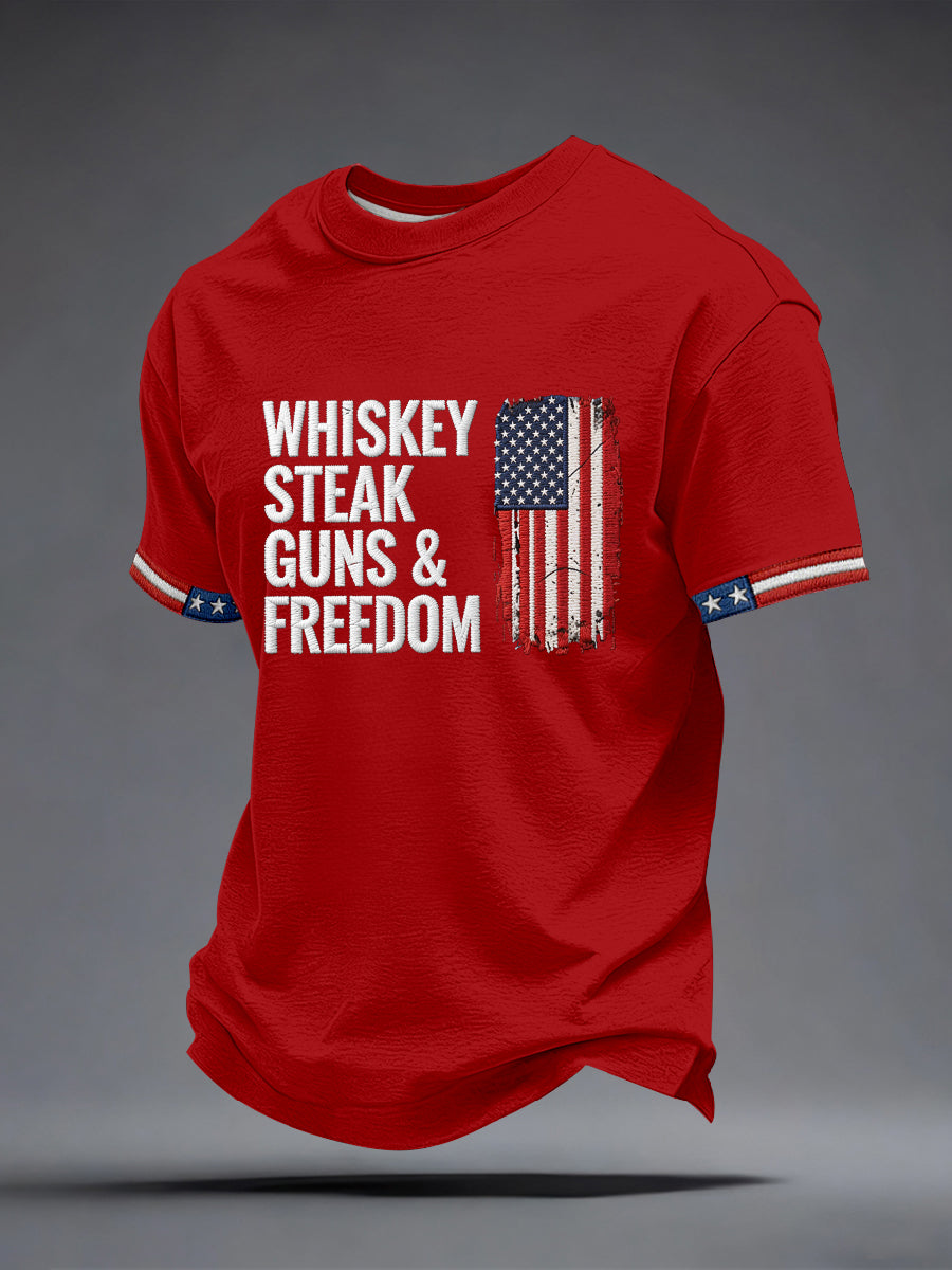 Men's Whiskey Steak Guns Freedom T-Shirt