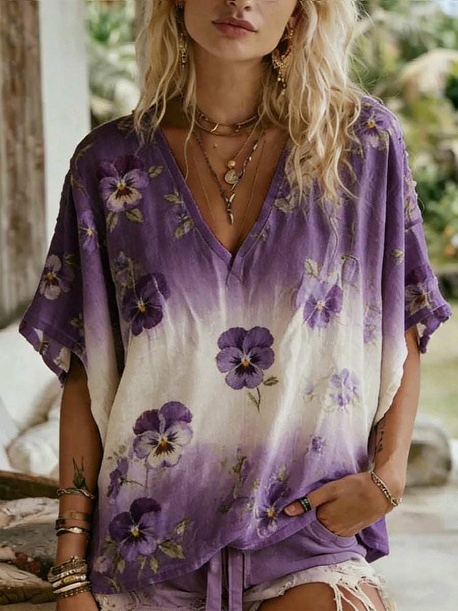 Women's Floral Art Print Casual T-Shirt