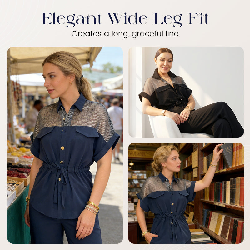 Women's Mesh Patchwork Top & Pants 2-Piece Set