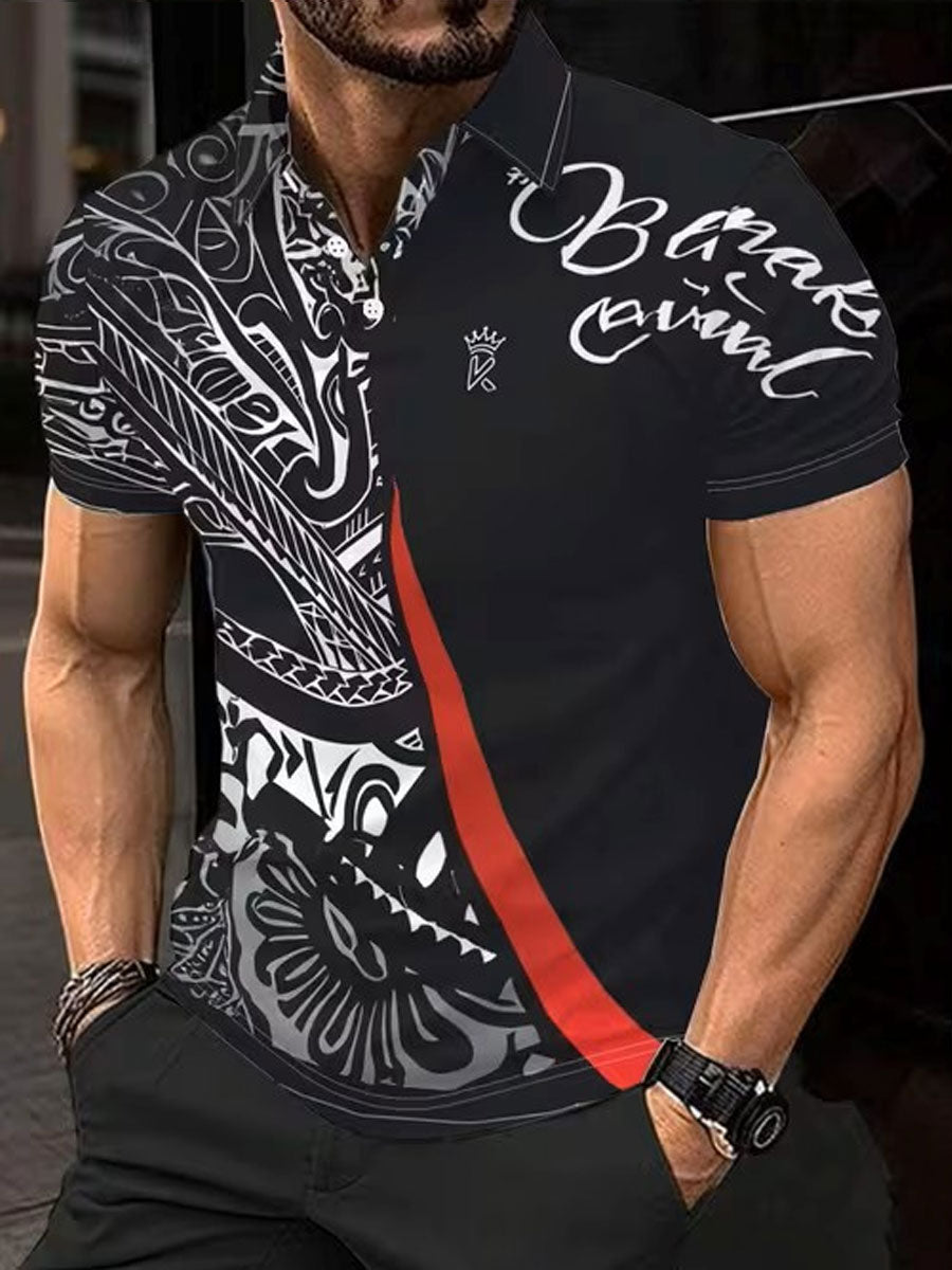 Men's NZ Maori Art Printed Casual Tops