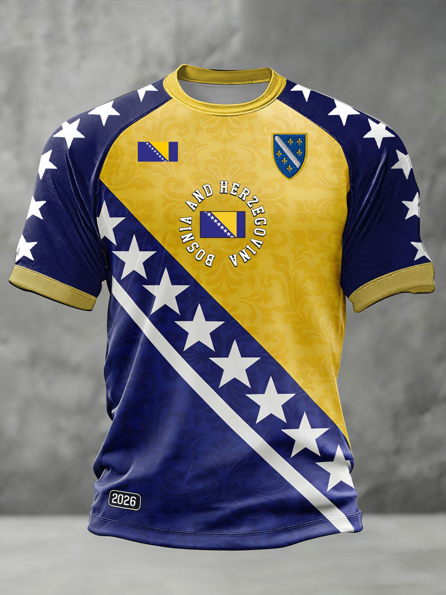 Men's Bosnia ZMAJEVI Football Lover Printed short sleeve t-shirt