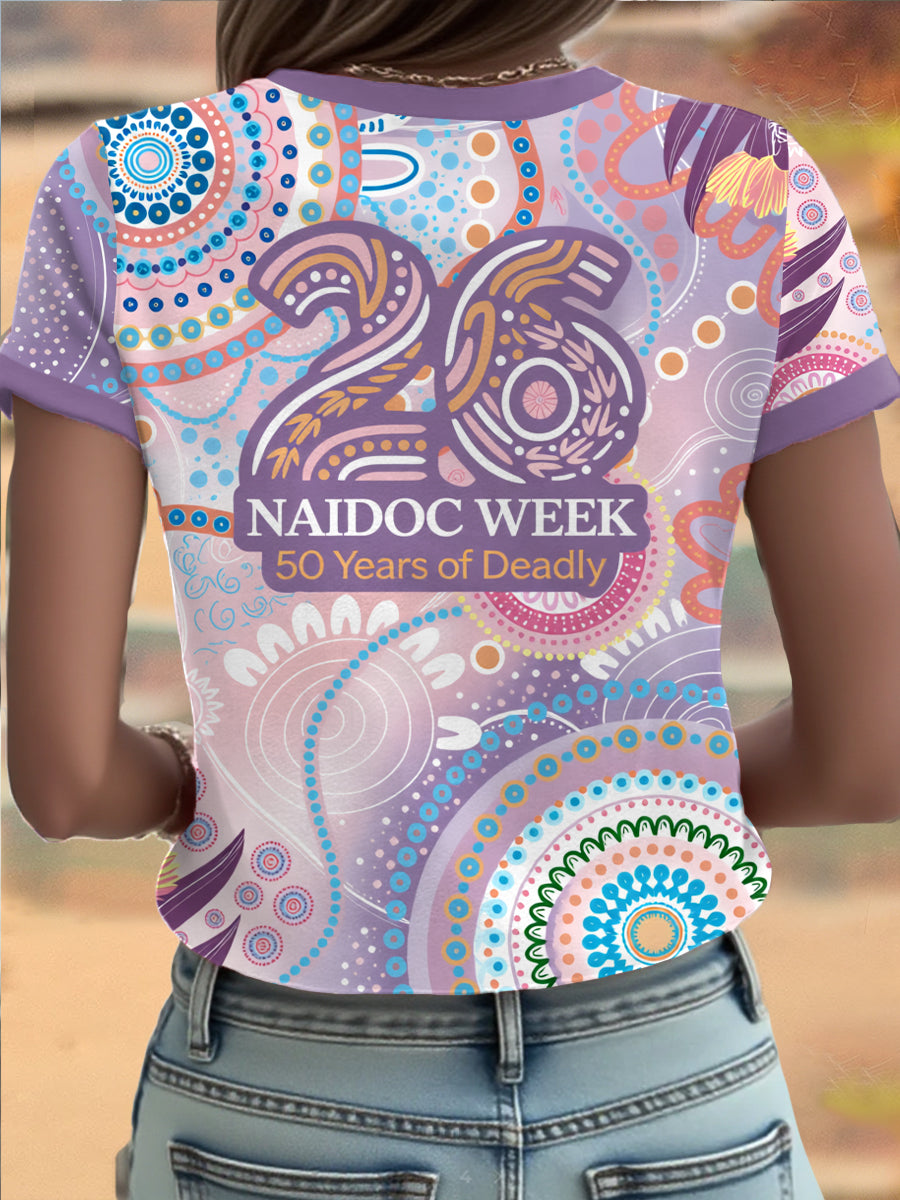 Women's AU Aboriginal Art NAIDOC Week 50 Years of Deadly Printed T-shirt