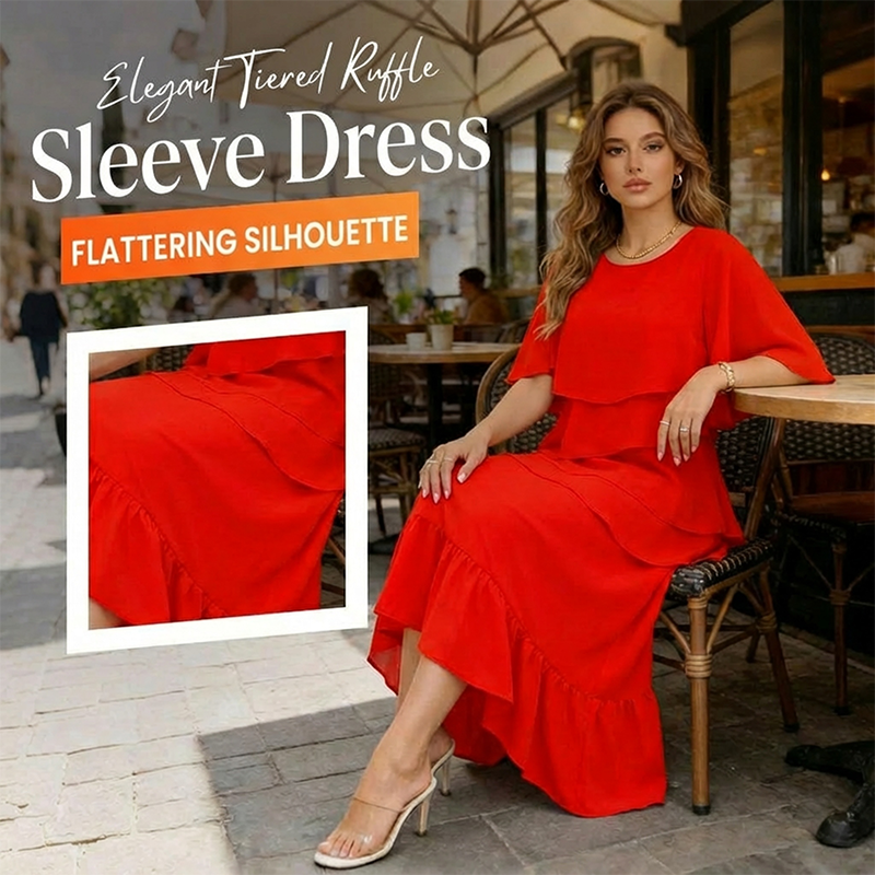 Elegant Tiered Ruffle Sleeve Dress💃✨Effortlessly Unleash Your Charm