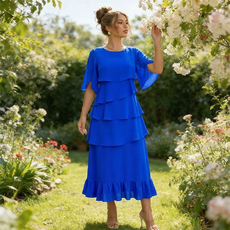 Elegant Tiered Ruffle Sleeve Dress💃✨Effortlessly Unleash Your Charm