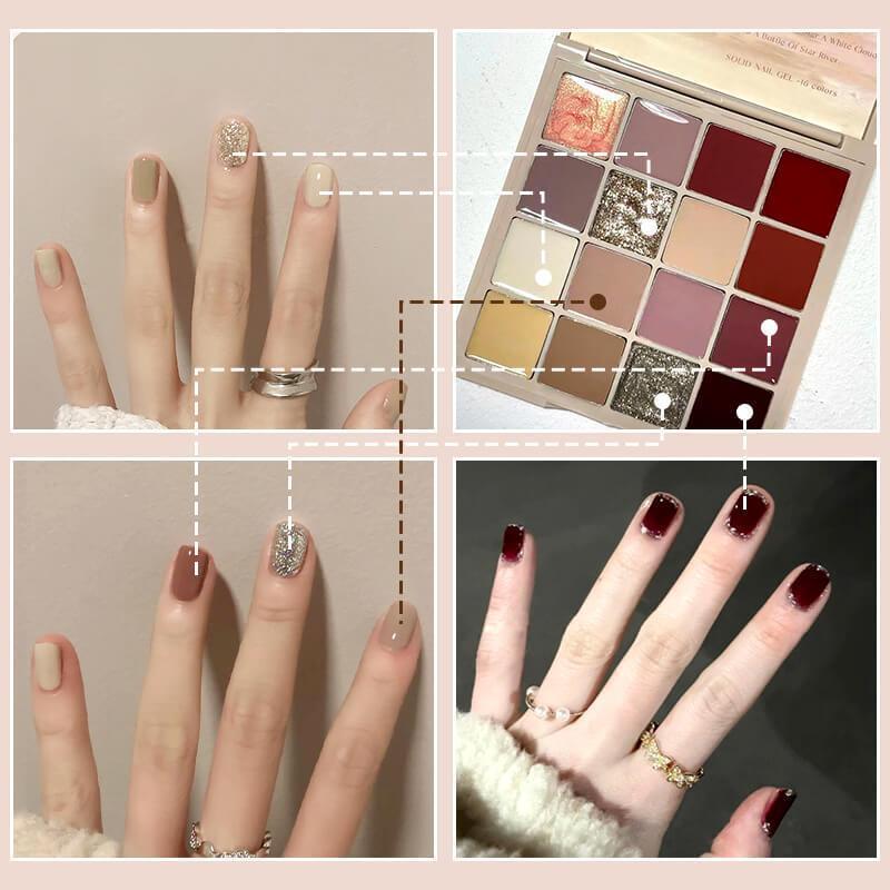 Plateau de vernis à ongles 16 couleurs【Offrir un stylo de luminothérapie à tête ronde】