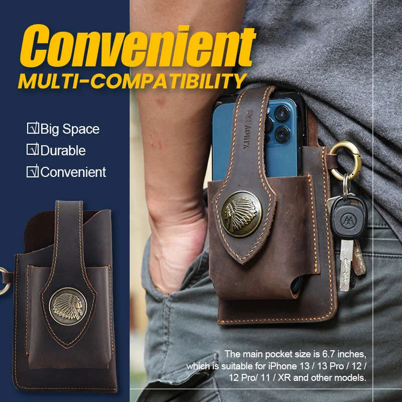 Sac en cuir multifonctionnel pour téléphone portable