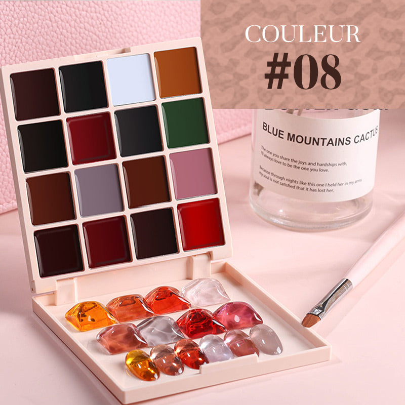 Plateau de vernis à ongles 16 couleurs【Offrir un stylo de luminothérapie à tête ronde】