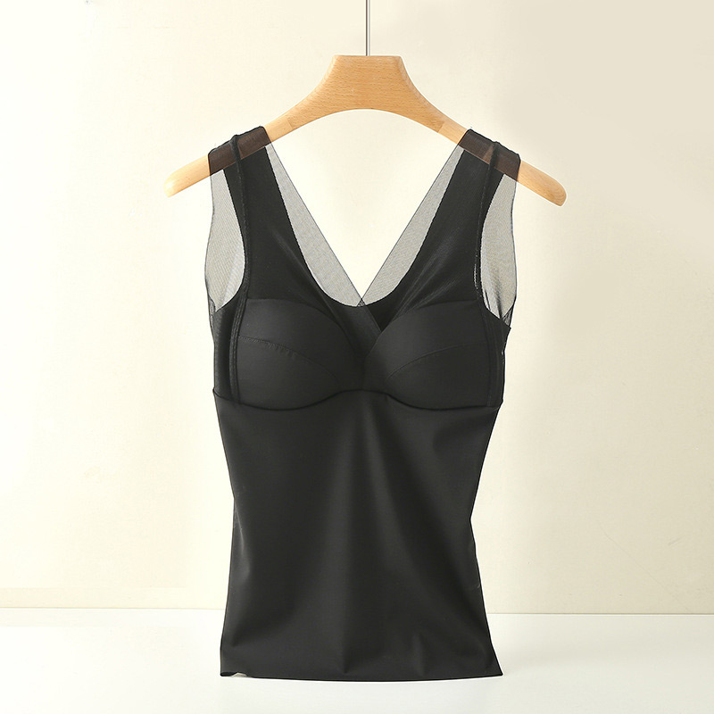 Seamless V-neck Camisoles with Built-in Bra for Ladies