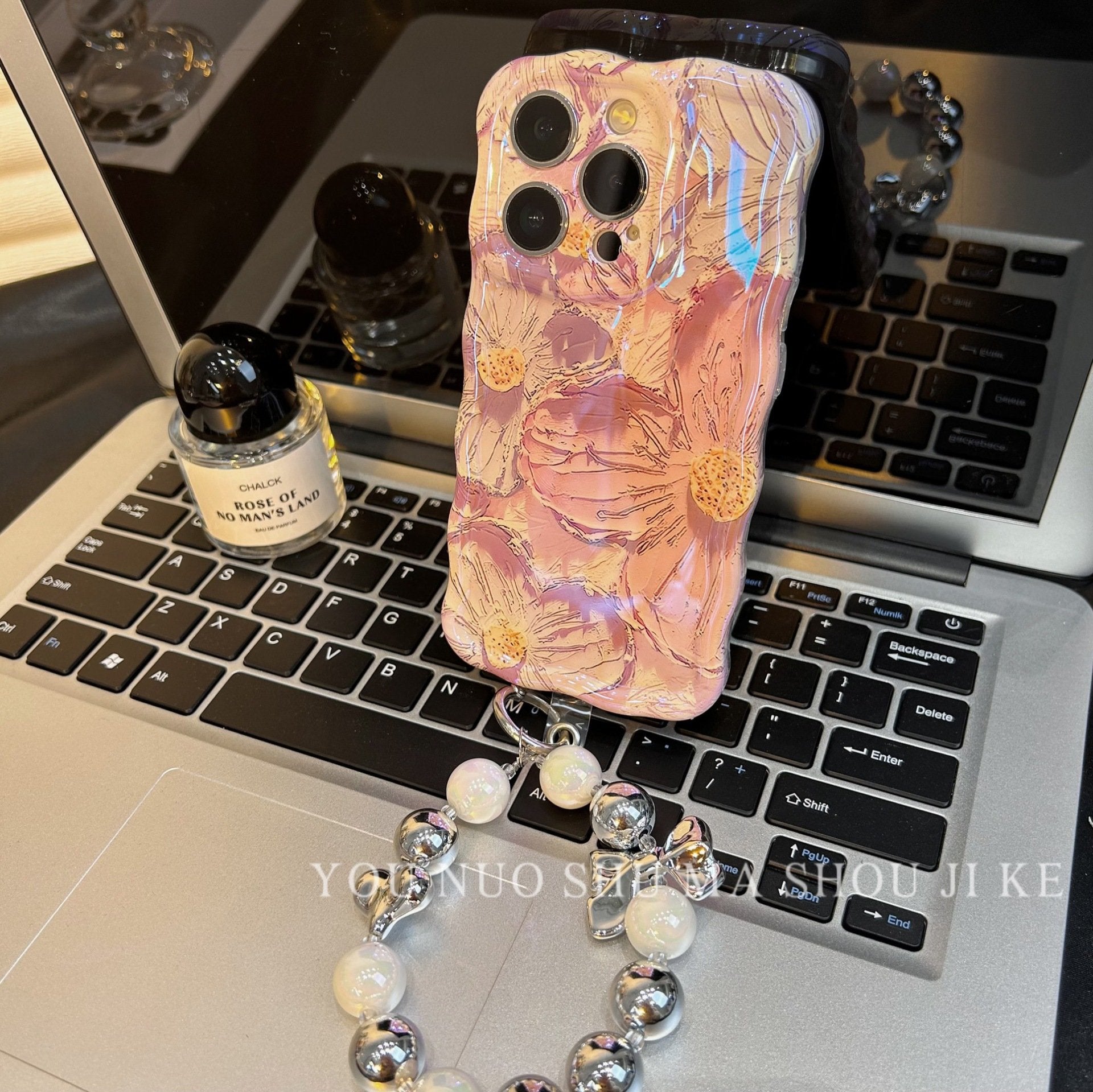 🔥Nouvelle coque de téléphone florale pour iPhone bleu rétro peinture à l'huile