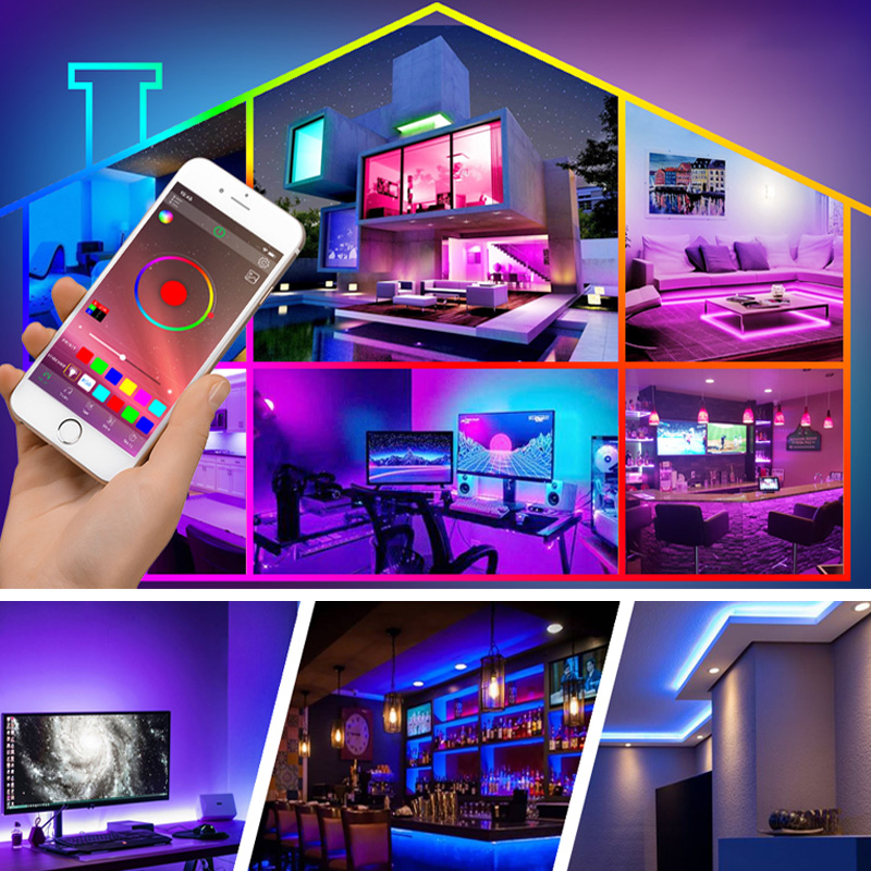 Music Sync Color Changing RGB Led Strip Lights with APP and 44 Keys Remote Control