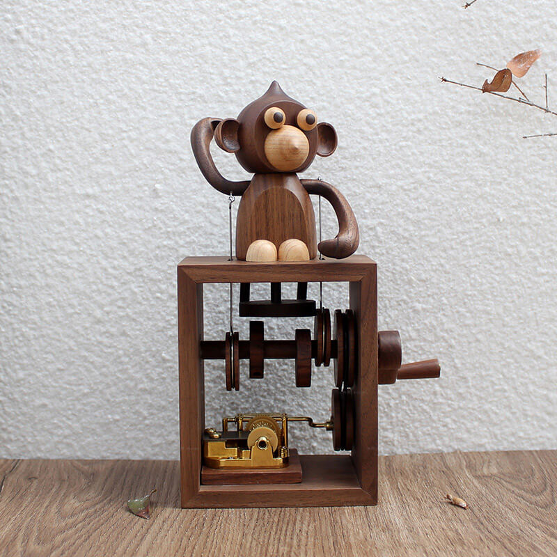 Wooden Mechanical Hand-Cranked Music Box 