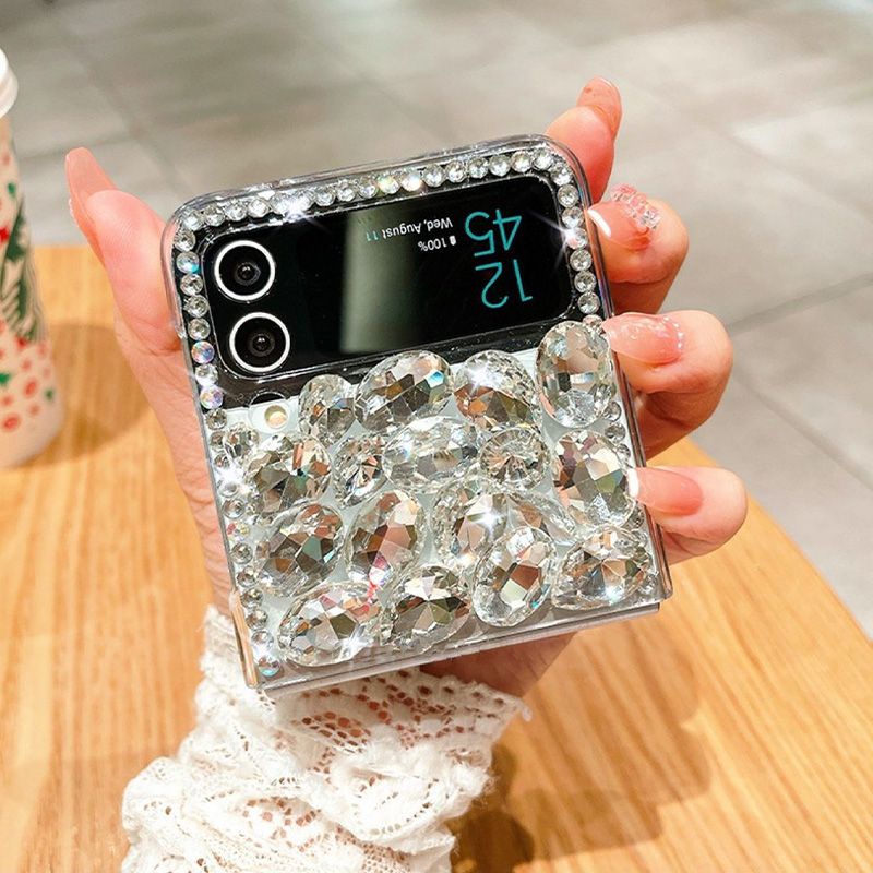 Luxueuse coque de téléphone avec strass transparent pour Samsung Galaxy Z Flip 3 4