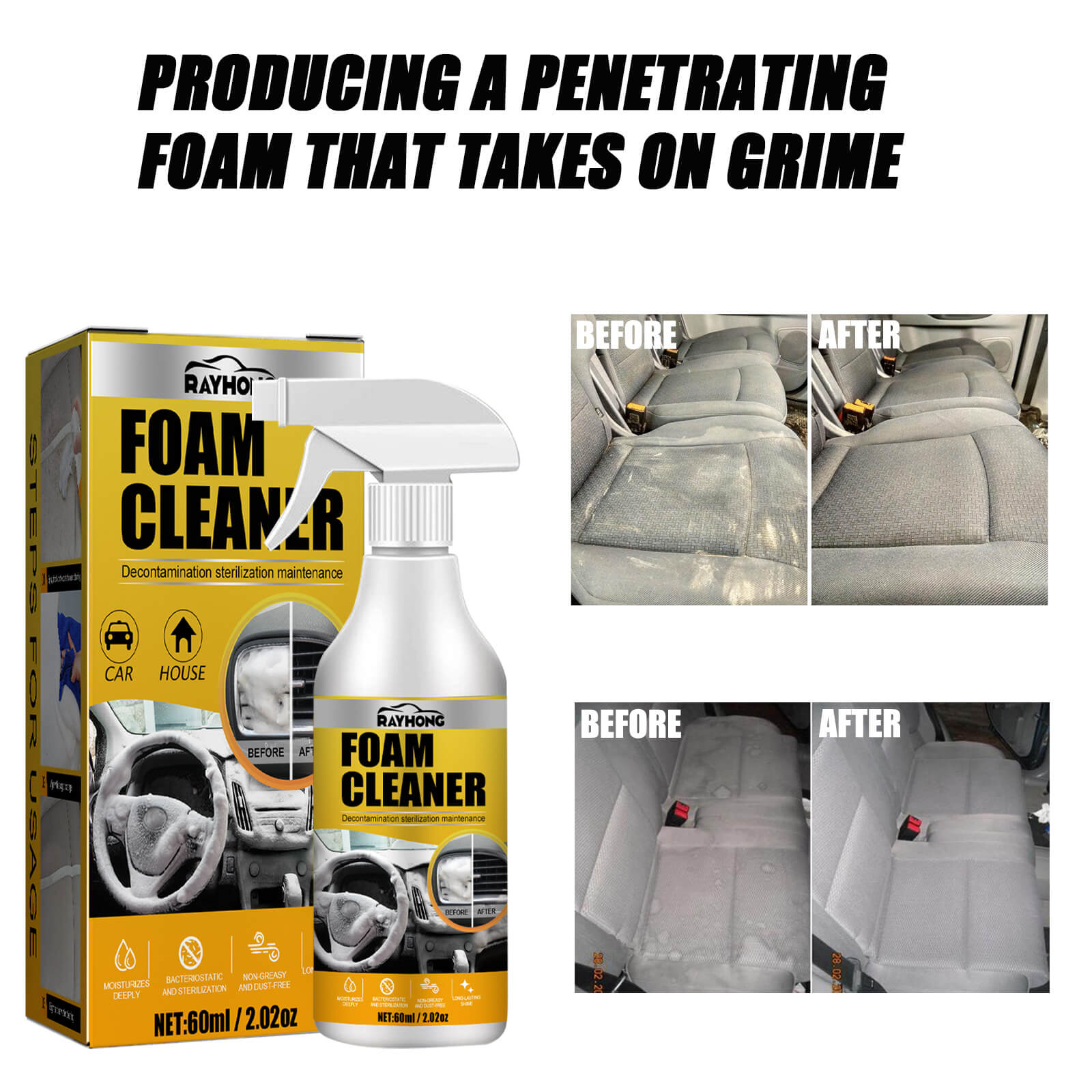 Car interior foam refinisher cleaner 