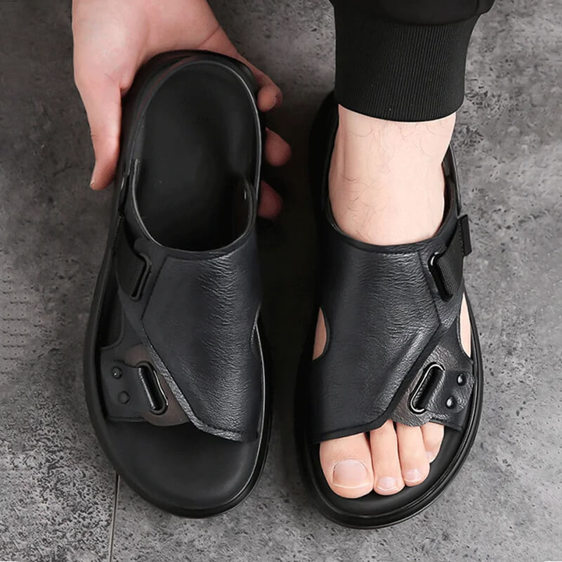 Men's micro fiber leather sandals