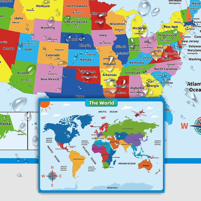 Geography Learning Poster Wall Map for Kids